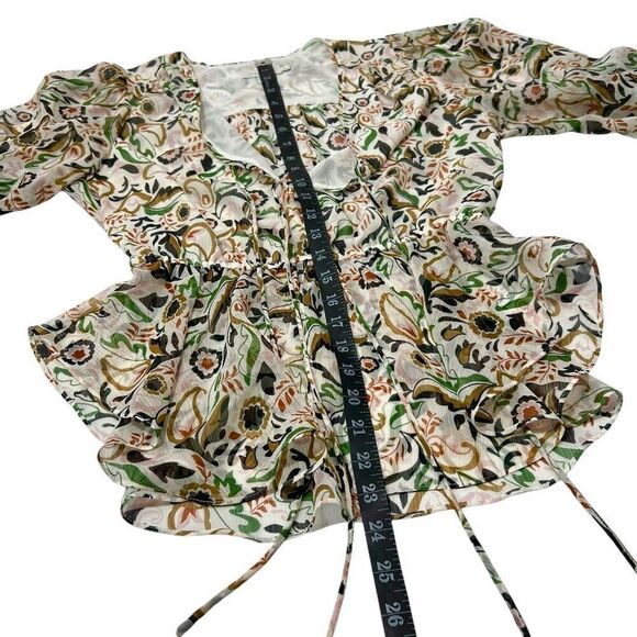 Ted Baker Tie Detail in Front Blouse Cream Floral Pattern Size Small Brienna - Picture 9 of 13